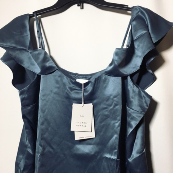 SOLD LC Lauren Conrad Blouse Cold Shoulder Blue - Picture 4 of 8
